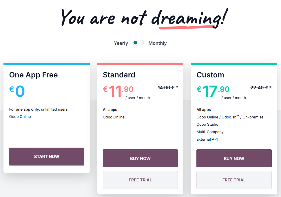 "Odoo pricing offer"